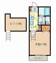 シーダコートA 1Kの間取図画像