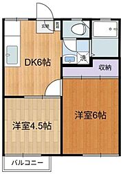 パナハイツ並木 2DKの間取図画像