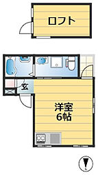 JR東海道・山陽本線 三ノ宮駅 徒歩18分の賃貸アパート 1階ワンルームの間取り