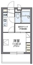 レオパレスルーエンハイム 2階1Kの間取り