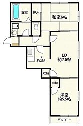 メゾンシライA 2LDKの間取図画像
