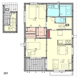 サンリビオンI 2階2LDKの間取り
