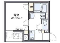 クレイノモンベルジェ 2階1Kの間取り