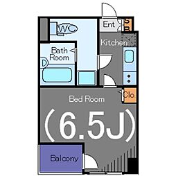 東京メトロ有楽町線 新富町駅 徒歩3分の賃貸マンション 7階1Kの間取り