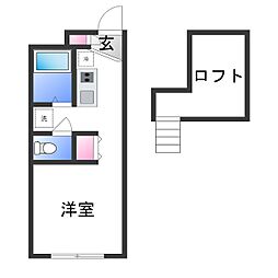 レオパレス鈴の森 2階1Kの間取り