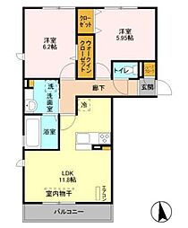 ファミールハイムA 2LDKの間取図画像