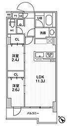 ドゥーエ曳舟 2階2LDKの間取り