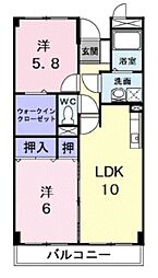 シャン・リヴィエール 2LDKの間取図画像