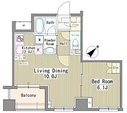 リベルテ月島 6階1LDKの間取り
