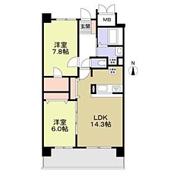フィール清船 2LDKの間取図画像