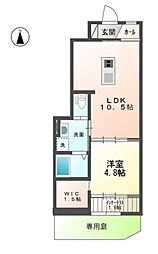 JR横浜線 橋本駅 徒歩15分の賃貸アパート 1階1LDKの間取り