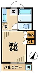 コーポベルグ 1Kの間取図画像