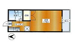 メゾンユー 2階1Kの間取り