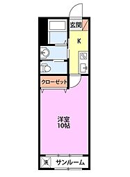 ラウレア1 1Kの間取図画像