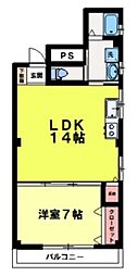 恩田コーポ 1LDKの間取図画像