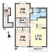 シャーメゾン・スクエアＥ 202 ｜ 宮城県石巻市蛇田字上中埣49-1（賃貸アパート2LDK・2階・60.70㎡） その2