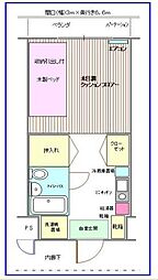 ウインドベル学生マンション1 3階1Kの間取り