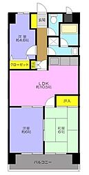 アスティ末広 2階3LDKの間取り