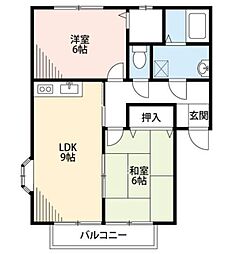 ミドリハウス 2LDKの間取図画像