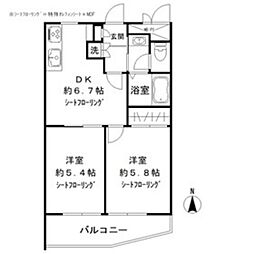 碑文谷メゾン 2階2DKの間取り