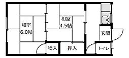 清風荘A 2DKの間取図画像