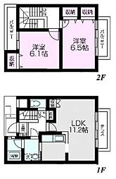 ルシェル 2LDKの間取図画像