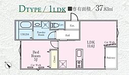 アスール蓮沼 3階1LDKの間取り