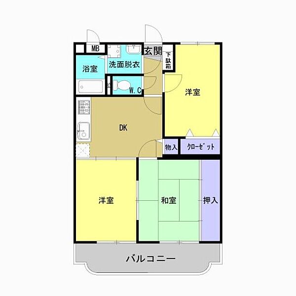 ロイヤルハイツ 101｜熊本県玉名市築地(賃貸マンション3DK・1階・56.85㎡)の写真 その2