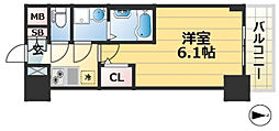 エスリード神戸兵庫駅ミッドポート 1Kの間取図画像