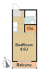 京王相模原線 京王永山駅 徒歩10分の賃貸マンション 3階1Kの間取り