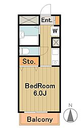 京王相模原線 京王永山駅 徒歩15分の賃貸マンション 3階1Kの間取り