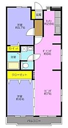 エルグレイス 3階2LDKの間取り