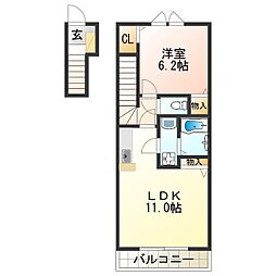 ディアコート 1LDKの間取図画像