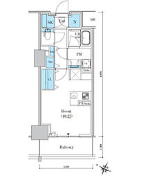 ロイヤルパークスＥＲ万代 7階ワンルームの間取り