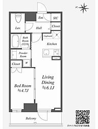 AlphaPrime東陽町 1LDKの間取図画像
