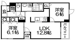 グランファーレ 505 5階2LDKの間取り