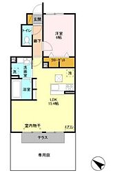 グリーンサイトおおたか 1階1LDKの間取り