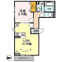 ル・ベリエ 2階1LDKの間取り