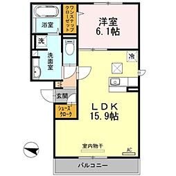 ルナコート 1LDKの間取図画像