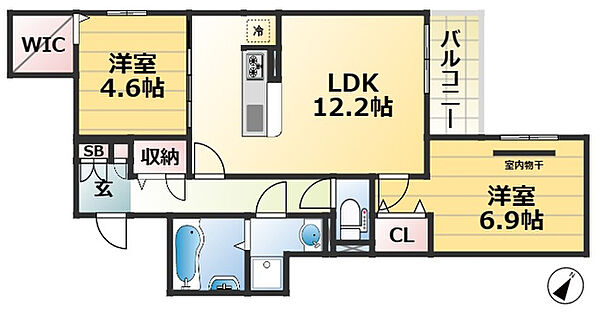 サンパティーク住吉 ｜兵庫県神戸市東灘区住吉宮町１丁目(賃貸アパート2LDK・3階・58.99㎡)の写真 その2