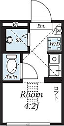 Nano東池袋 2階ワンルームの間取り