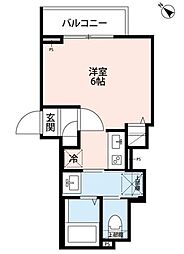ルナネスト津田沼 2階1Kの間取り
