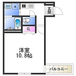 フジパレス遠里小野3番館 1Kの間取図画像