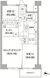 アビティ目黒 6階2LDKの間取り