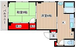 しゅんせいハイツIII 2階2Kの間取り
