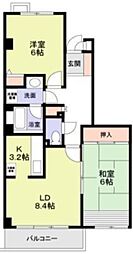 コスモリード三軒茶屋 3階2LDKの間取り