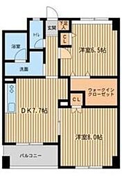 カルム−町田 3階2DKの間取り