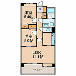 コンフォートヒル上本郷 2LDKの間取図画像