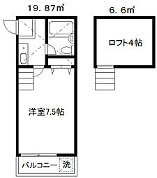 コーポ中野 1Kの間取図画像