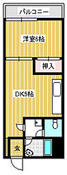 コーポ江越 1DKの間取図画像